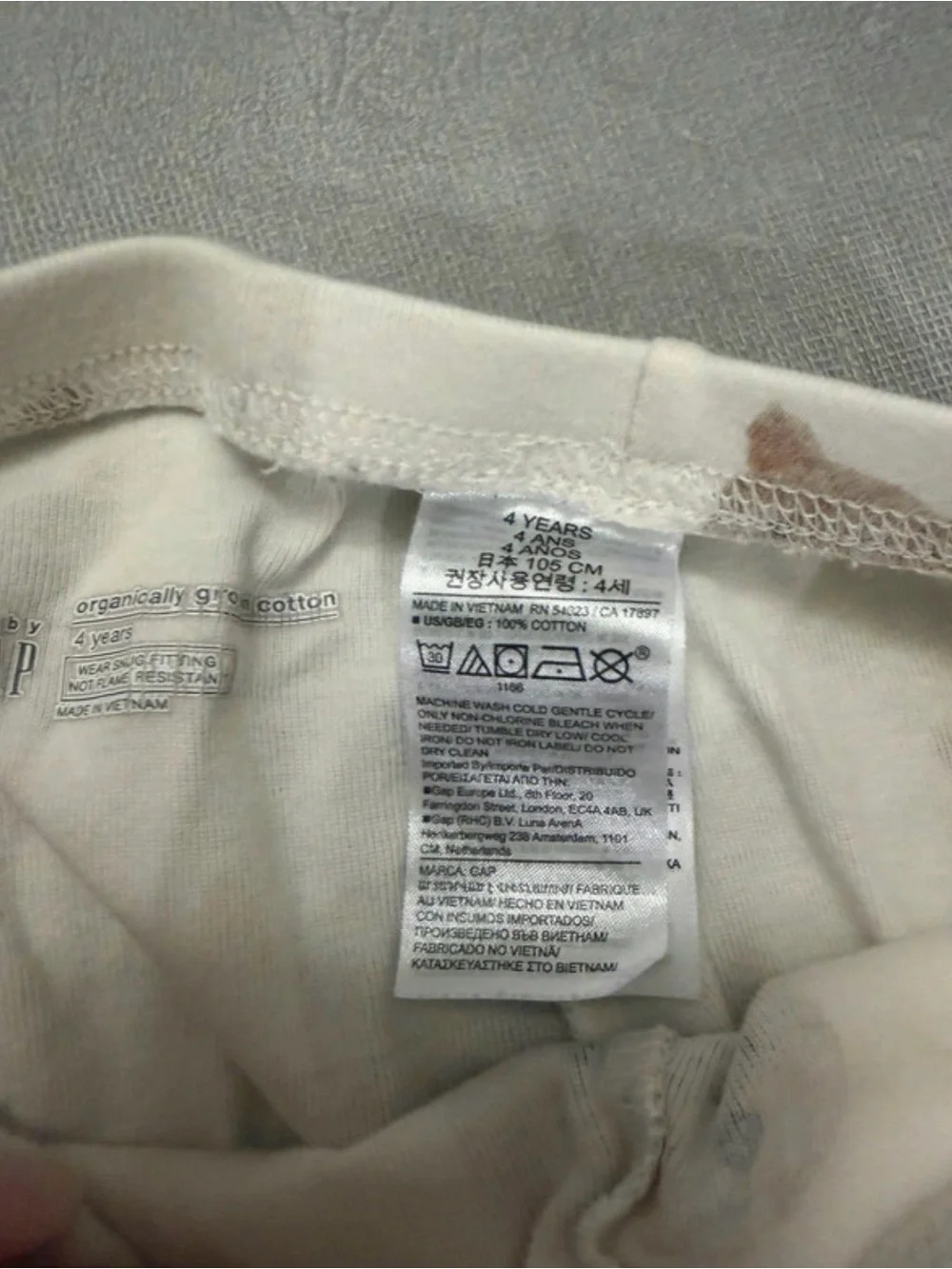 BabyGap organic cotton teddy bear pajamas size 4T